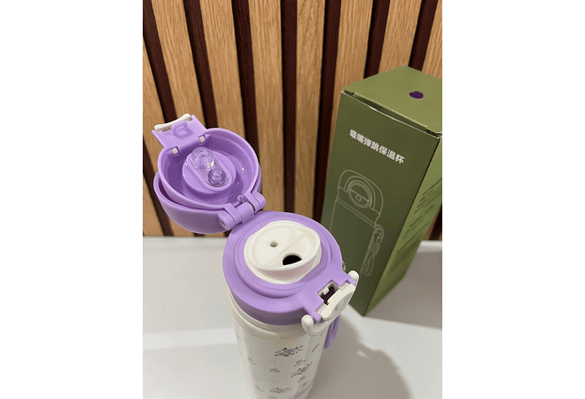 TERMO PREMIUM DE 500ML COQUETE FLORES/FRUTAS MOD# MXS-8844-500 (cajita verde)