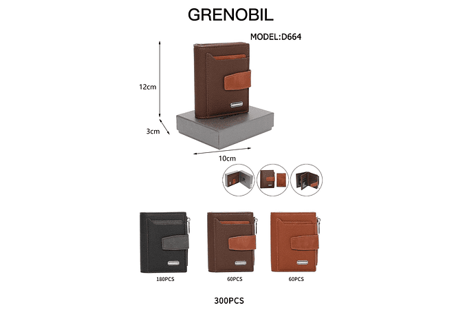 ♠️ 🪪 CARTERA GRENOBIL PARA CABALLERO MOD #D664 REINGRESO 