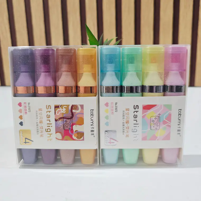 CAJITA CON 4 MARCATEXTOS GLITTER DOBLE PUNTA MOD# 51072 1