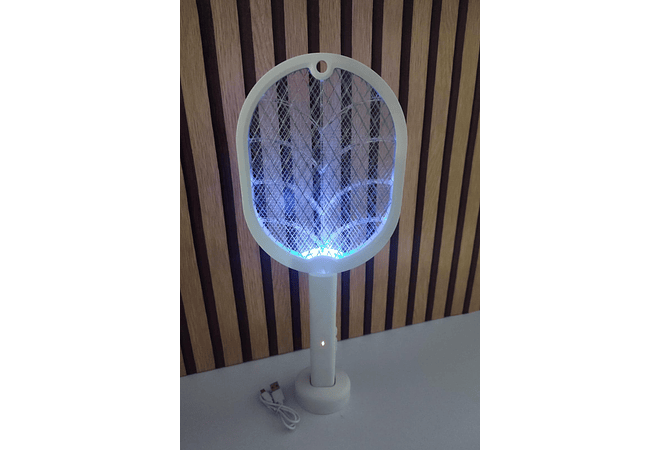 RAQUETA BLANCA ELÉCTRICA RECARGABLE PARA MOSQUITOS MOD# H-158 🏸 REINGRESO