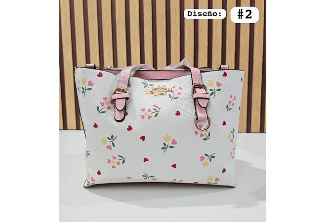 🍓🍒🌸 BOLSA DE MANO COACH TEMÁTICA FLORES / FRUTAS (INCLUYE COLGANTE) MOD #113   🌸🍒🍓