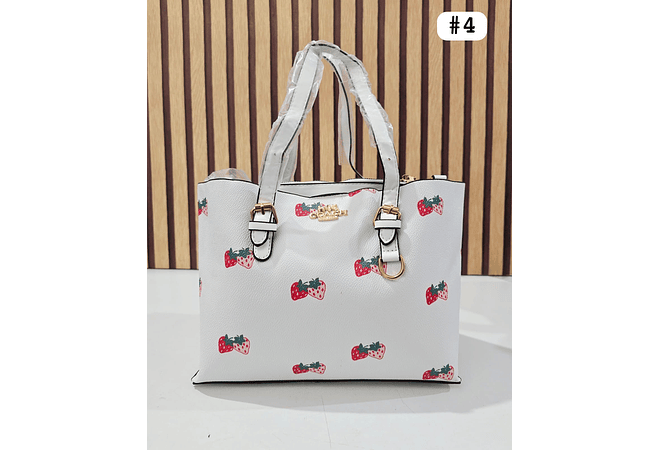 🍓🍒🌸 BOLSA DE MANO COACH TEMÁTICA FLORES / FRUTAS (INCLUYE COLGANTE) MOD #113   🌸🍒🍓