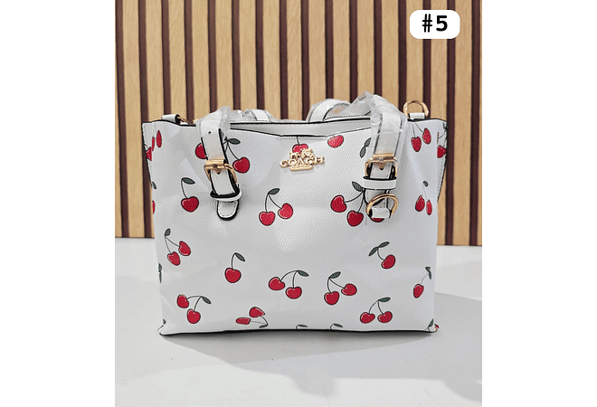 🍓🍒🌸 BOLSA DE MANO COACH TEMÁTICA FLORES / FRUTAS (INCLUYE COLGANTE) MOD #113   🌸🍒🍓