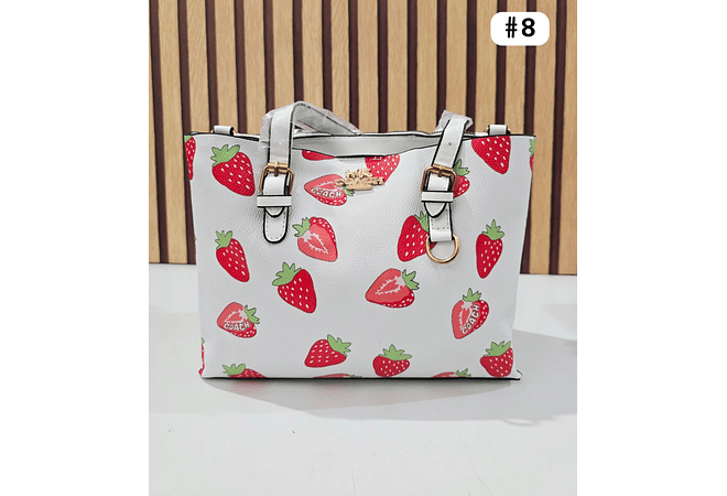 🍓🍒🌸 BOLSA DE MANO COACH TEMÁTICA FLORES / FRUTAS (INCLUYE COLGANTE) MOD #113   🌸🍒🍓