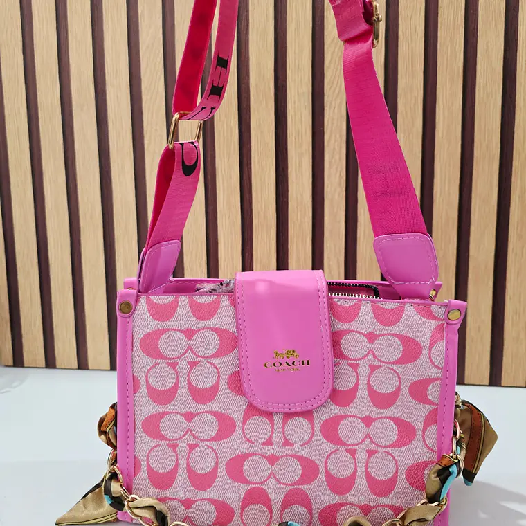 BOLSA COACH CON COLGANTE, CORREA Y CADENA MOD #115 13