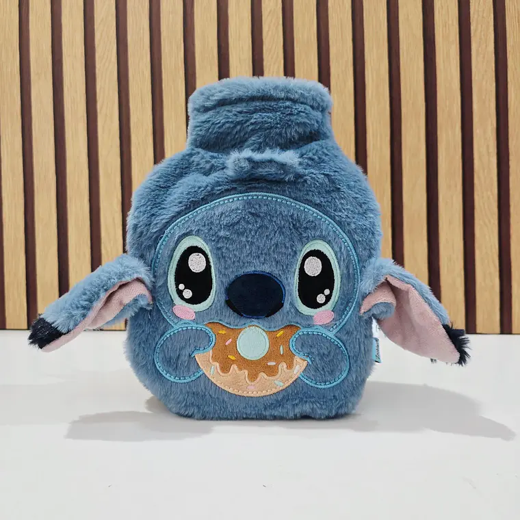 💙🍩COMPRESA BOLSA PARA AGUA CALIENTE CON FUNDA DE PELUCHE STITCH/DONA PARA ALIVIAR DOLORES Y MOLESTIAS MOD# PVC 5