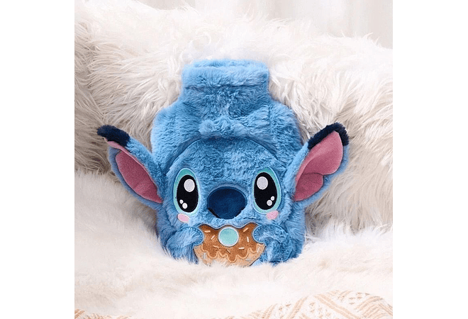 💙🍩BOLSA PARA AGUA CALIENTE CON FUNDA DE PELUCHE STITCH/DONA PARA ALIVIAR DOLORES Y MOLESTIAS MOD# PVC