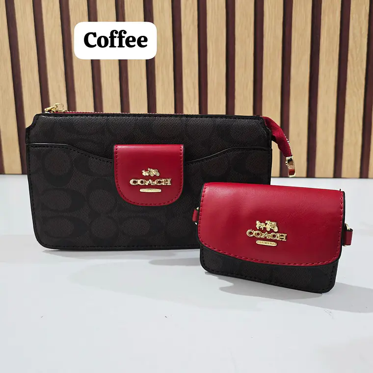 🍒DUO CROSS BODY + MONEDERITO IMITACIÓN COACH MOD# LCC-330   🍒 REINGRESO 3