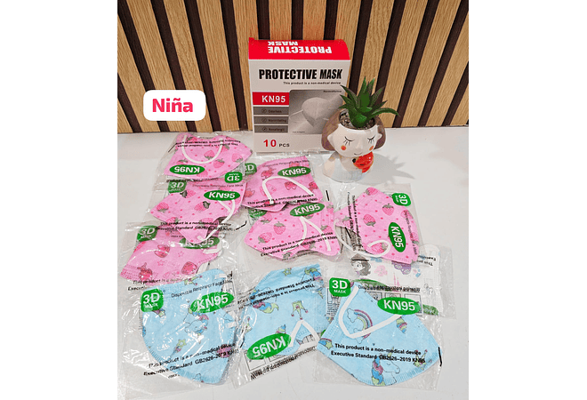 PAQ DE 2 CAJITAS CON 10 CUBREBOCAS INFANTIL ESTAMPADOS  KN95