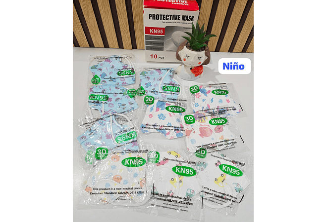 PAQ DE 2 CAJITAS CON 10 CUBREBOCAS INFANTIL ESTAMPADOS  KN95