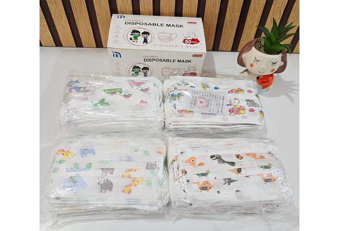 CAJITA CON 50 CUBREBOCAS INFANTIL ESTAMPADO AL AZAR (CAJITA ROJA) MOD# TTP