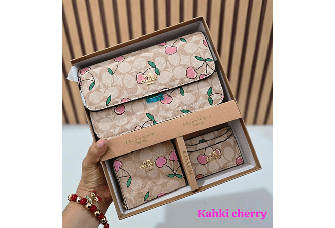 SET DE 3PZ CROSS BODY + MONEDERO+ TARJETERO IMITACIÓN COACH MOD# YDBL115