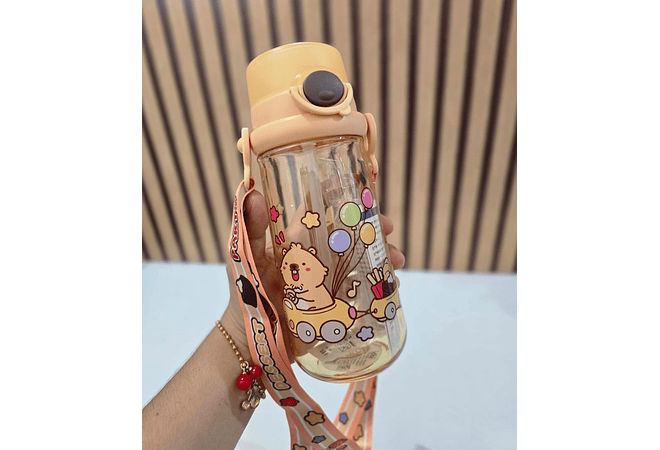 BOTECITO PARA AGUA DE 580ML ESTAMPADO ANIMALITOS  MOD# LF-2047🐼 🦫 🦄🦖