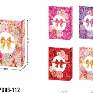 BOLSA PARA REGALO DISEÑO FLORES/ MOÑO MOD# LPD93-112  💝 💐 🎁