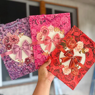 BOLSA PARA REGALO DISEÑO FLORES/ MOÑO MOD# LPD93-112  💝 💐 🎁