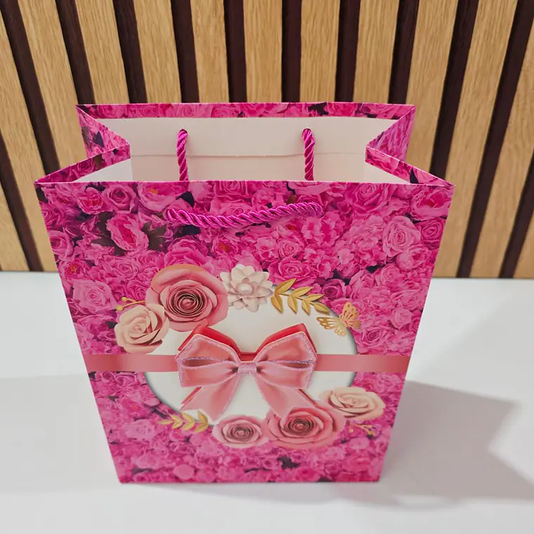BOLSA PARA REGALO DISEÑO FLORES/ MOÑO MOD# LPD93-112  💝 💐 🎁 3