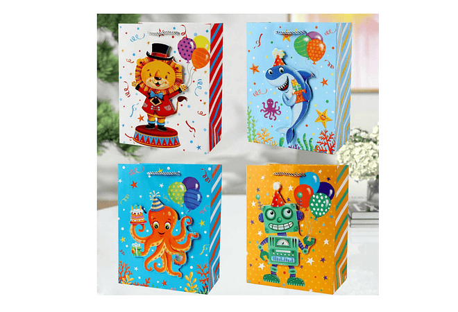 BOLSA PARA REGALO DISEÑO ANIMALITOS MOD# LPD77-016  🦈🐙