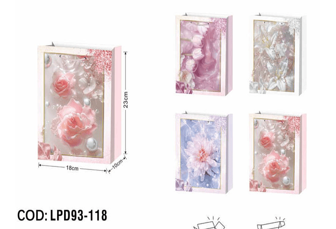 BOLSA PARA REGALO DISEÑO FLORES MOD# LPD93-118  💐 🌷🎁