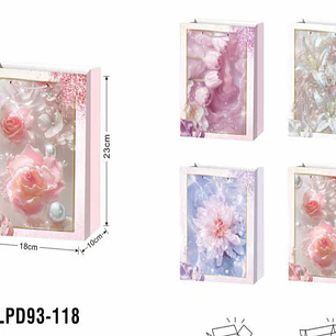 BOLSA PARA REGALO DISEÑO FLORES MOD# LPD93-118  💐 🌷🎁