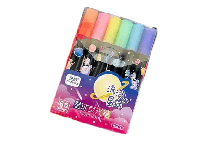 CAJITA CON 6 MARCATEXTOS DISEÑO ESPACIO MOD# QBIT2778 🚀