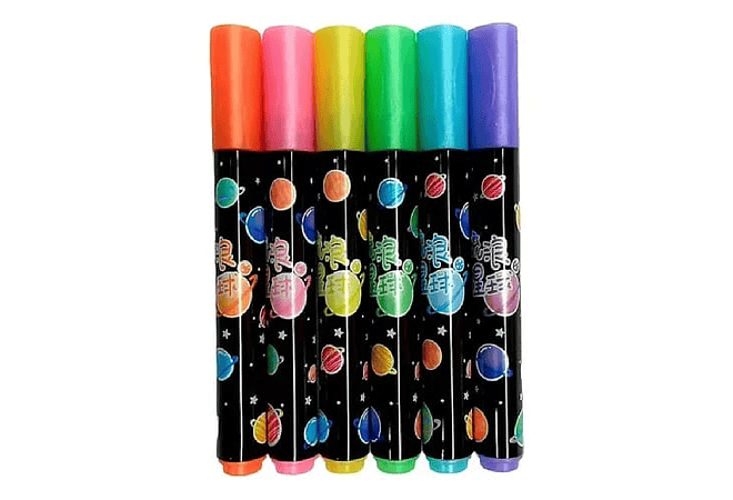 CAJITA CON 6 MARCATEXTOS DISEÑO ESPACIO MOD# QBIT2778 🚀