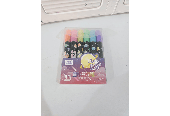 CAJITA CON 6 MARCATEXTOS DISEÑO ESPACIO MOD# QBIT2778 🚀