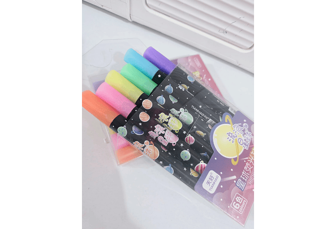 CAJITA CON 6 MARCATEXTOS DISEÑO ESPACIO MOD# QBIT2778 🚀