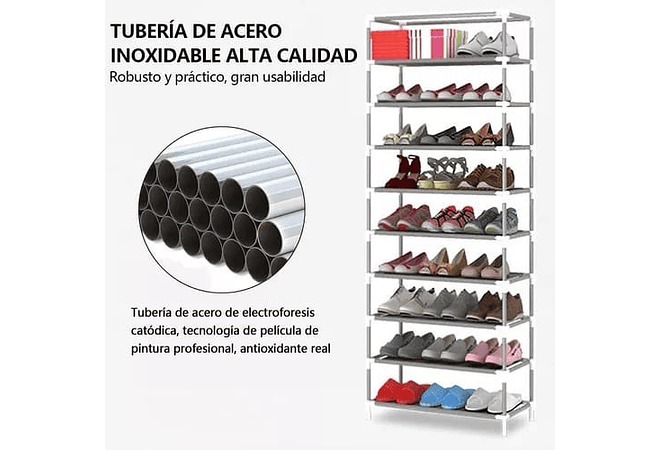 💋ORGANIZADOR  PARA ZAPATOS 9 NIVELES CON FORRO MOD# ZTA66