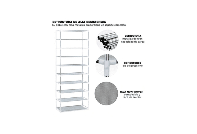💋ORGANIZADOR  PARA ZAPATOS 9 NIVELES CON FORRO MOD# ZTA66