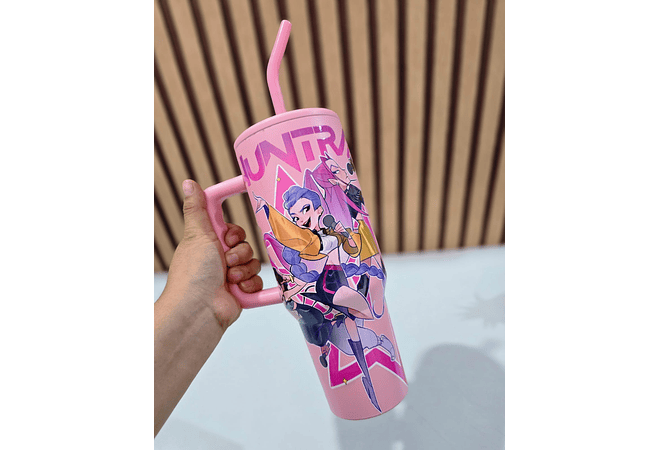🍋‍🟩🍋VASO TÉRMICO CON AGARRADERA DISEÑO "LAS GUERRERAS KPOP DE 1.300L MOD# STH5🥤