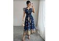 VESTIDO LARGO ESTAMPADO FLORES TALLA MEDIANA MOD# Y5432🌼👗