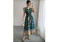 VESTIDO LARGO ESTAMPADO FLORES TALLA MEDIANA MOD# Y5432🌼👗