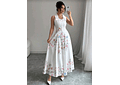 VESTIDO LARGO BLANCO CON FLORES SIN MANGAS T/CHICA MOD# MW250331 🌸