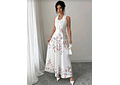 VESTIDO LARGO BLANCO CON FLORES SIN MANGAS T/CHICA MOD# MW250331 🌸