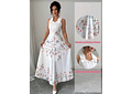 VESTIDO LARGO BLANCO CON FLORES SIN MANGAS T/CHICA MOD# MW250331 🌸