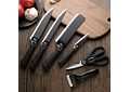SET DE CUCHILLOS + TIJERAS + PELADOR (NEGROS) Cajita negra MOD# ER-0238A 🥒🥭