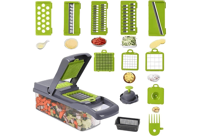 🍅🥒🥝 PICADOR DE VERDURAS MULTIFUNCIONAL 12 EN 1 MODELO #2825  🥝🥒🍅