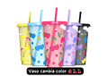 PAQ DE 5 VASOS MÁGICOS DE 750ML DISEÑO CEREZAS MOD# 923(1 de c/color)🍒