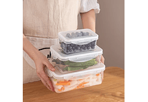 SET DE 3 TUPPER TRANSPARENTE RECTANGULAR MOD# 2588  🥭🍉