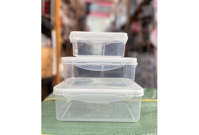 SET DE 3 TUPPER TRANSPARENTE RECTANGULAR MOD# 2588  🥭🍉