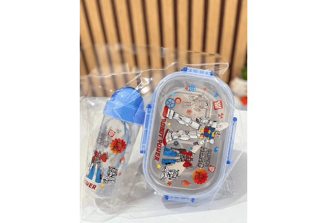 🍋‍🟩SET DE TUPPER TÉRMICO + VASO  DISEÑOS PERSONAJES MOD# 25-FH-093🥤