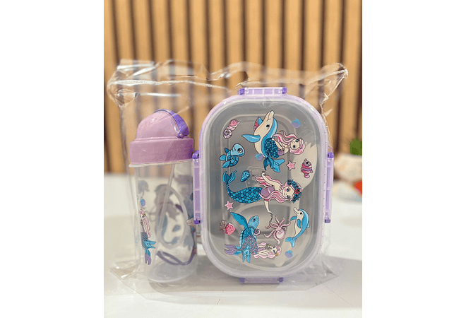 🍋‍🟩SET DE TUPPER TÉRMICO + VASO  DISEÑOS PERSONAJES MOD# 25-FH-093🥤