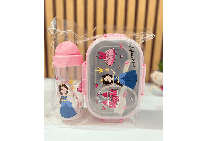 🍋‍🟩SET DE TUPPER TÉRMICO + VASO  DISEÑOS PERSONAJES MOD# 25-FH-093🥤
