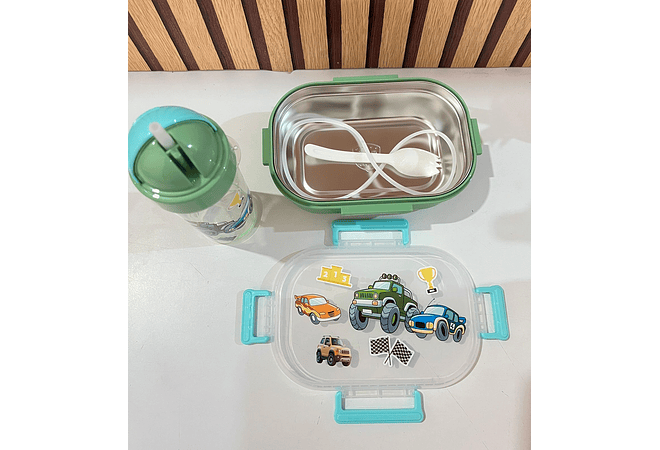 🍋‍🟩SET DE TUPPER TÉRMICO + VASO  DISEÑOS PERSONAJES MOD# 25-FH-093🥤