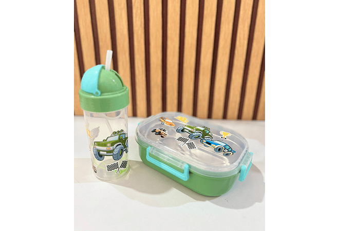 🍋‍🟩SET DE TUPPER TÉRMICO + VASO  DISEÑOS PERSONAJES MOD# 25-FH-093🥤