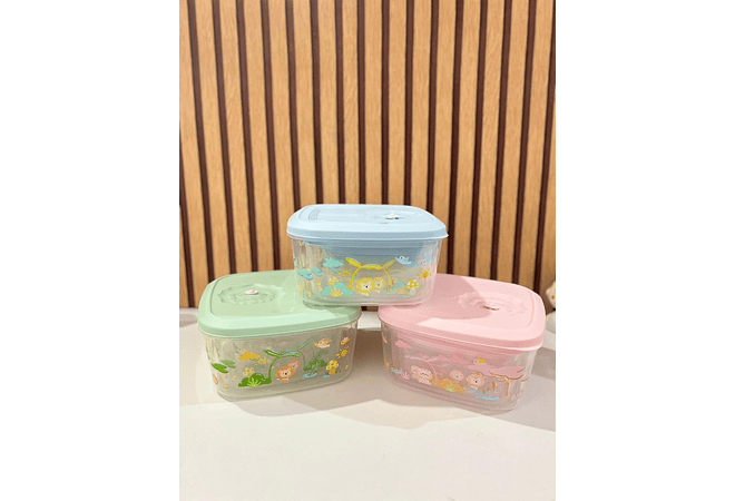 🦁SET DE 4 TUPPER CON ESTAMPADO ANIMALITOS (SELVA) MOD# 25-BXH-001