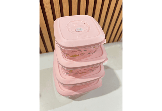 🦁SET DE 4 TUPPER CON ESTAMPADO ANIMALITOS (SELVA) MOD# 25-BXH-001