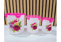 SET DE 3 TUPPER DISEÑO ROSAS  🌷✨