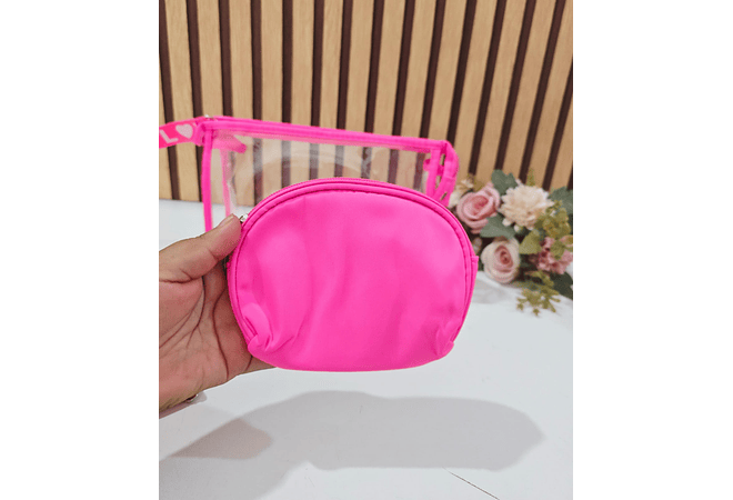SET DE 3 COSMETIQUERAS (TRANSPARENTE FOREVER LOVE) MOD# WK-1164💋