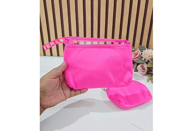 SET DE 3 COSMETIQUERAS (TRANSPARENTE FOREVER LOVE) MOD# WK-1164💋